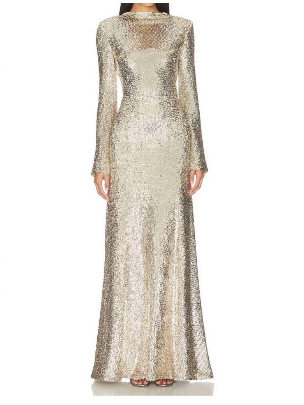 SIMKHAI Beatrice Long Sleeve Gown in Gold
